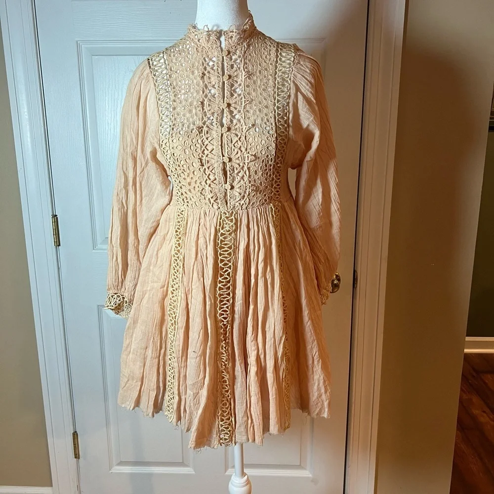 Free People FP One Karma Mini Dress XS 2 Women Casual Crochet Summer